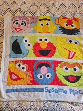 Large Y2k Sesame Street Beach Towel